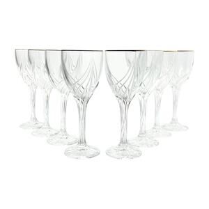 Lenox “Debut (Gold)” Set of 8 Crystal Wine Glasses 7 3/8” 7oz Signed